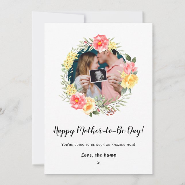 mothers day from the baby bump floral photo card (Front)