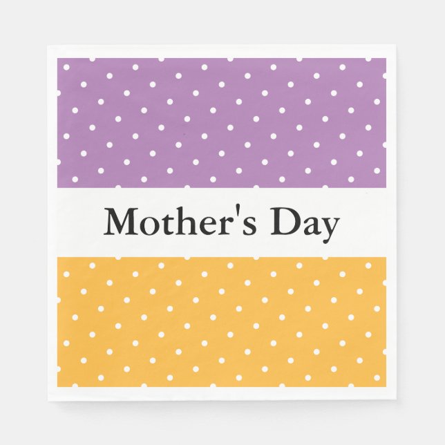 Mother's Day Fun Purple Yellow White Stripes Dots Napkin (Front)