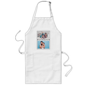 Mother's Day Fun White with Black Custom Photo Long Apron