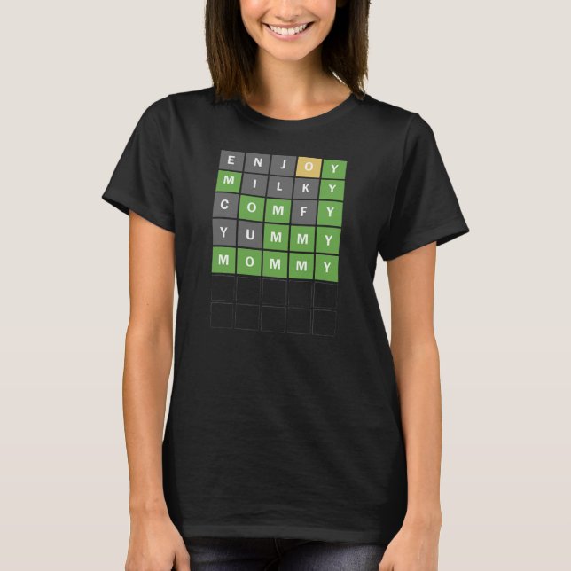 Mother's Day Funny New Mom Word Guessing Game T-Shirt (Front)