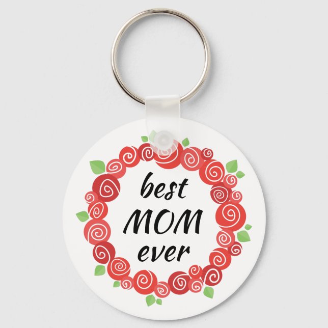 Mother's day gift, best mum ever text key ring (Front)