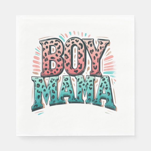 Mother's Day Gift | Boy Mama Napkin (Front)