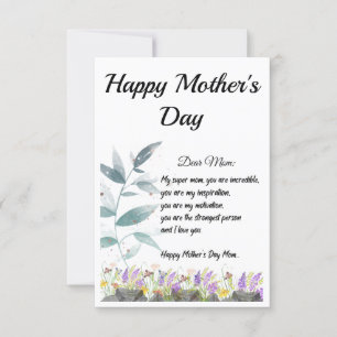Mother's day Gift Card/Happy Mother's Day Thank You Card