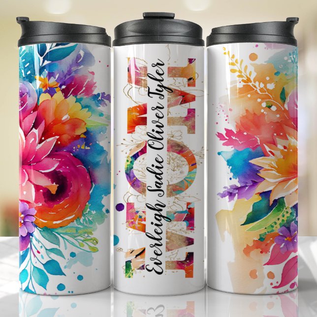 Mother's Day Gift Custom Kids Names MOM Thermal Tumbler (MOM custom tumbler)