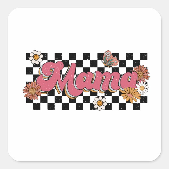 Mother's Day Gift | Flower Mama Square Sticker (Front)