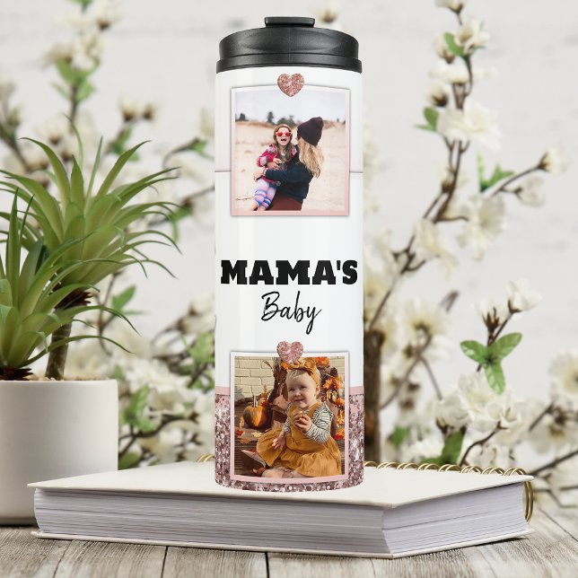Mother's Day Gift For Mom Photo Rose Gold Custom Thermal Tumbler (Creator Uploaded)