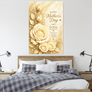 Mothers Day Gift for Mum – Cream Rose Elegant Flo  Canvas Print
