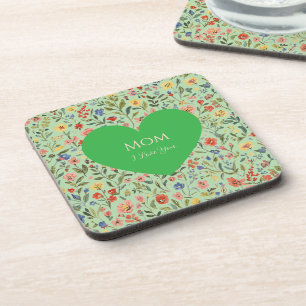 Mothers Day, Gift for Mum,I Love You,Flowers Beve Coaster