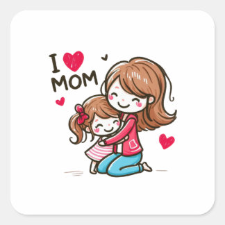 Mother's Day Gift | I Love Mum Square Sticker