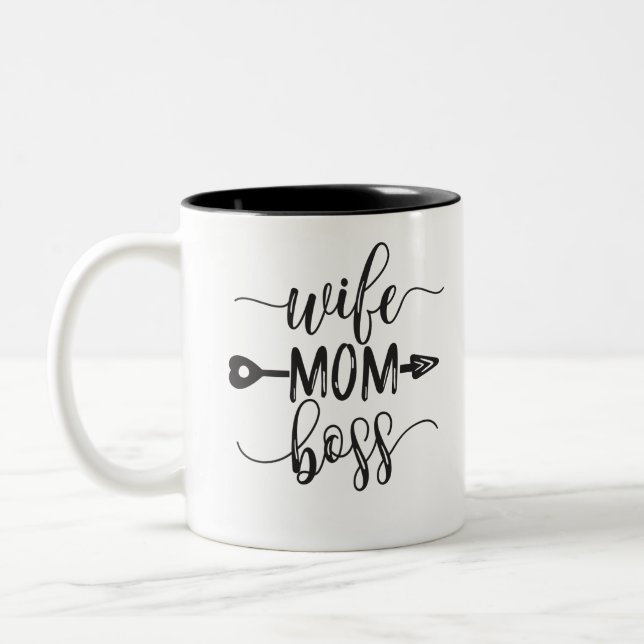 Mother's Day Gift Ideas Wife Mum Boss Two-Tone Coffee Mug (Left)