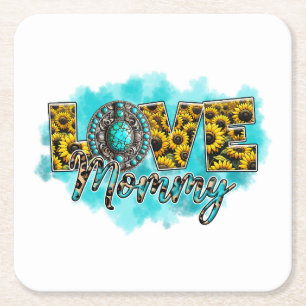 Mother's Day Gift Love Floral Mummy Square Paper Coaster