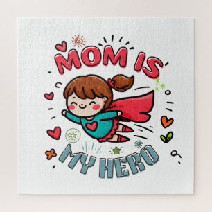 Mother's Day Gift Mum Is My Hero Jigsaw Puzzle