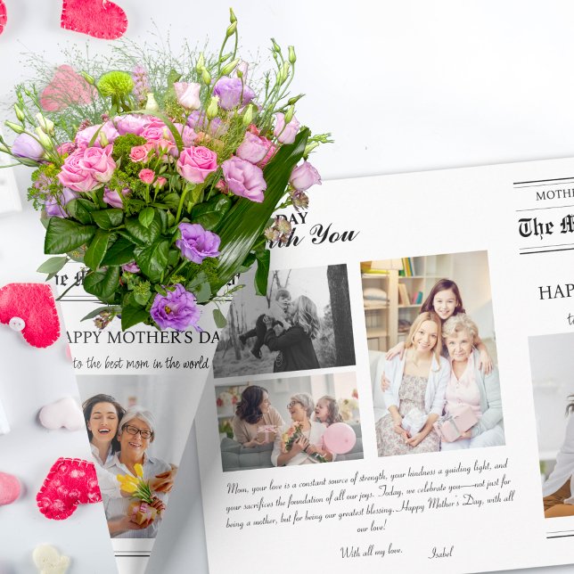 Mother's Day Gift Newspaper Flower Bouquet  Wrapping Paper Sheet (Mother's Day Gift Newspaper Flower Bouquet Wrapping Paper Sheets)