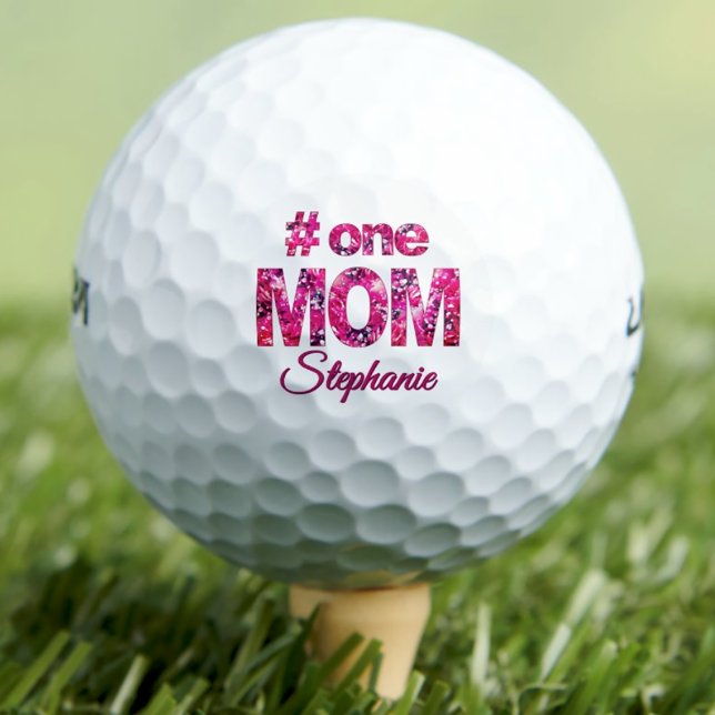 Mothers Day Gift #One MOM Pink Floral Personalised Golf Balls (Creator Uploaded)