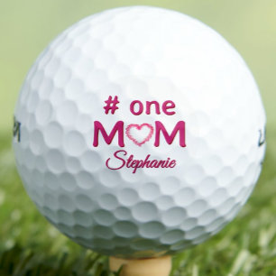 Mothers Day Gift #One MOM Pink Personalised Golf B Balls