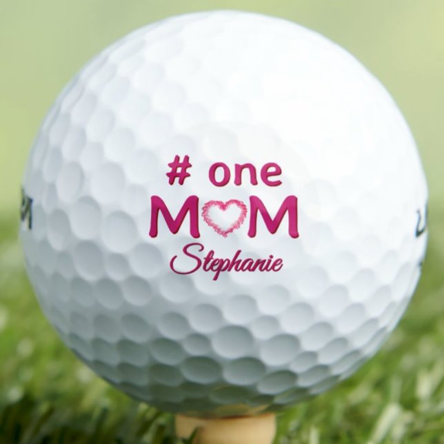 Mothers Day Gift #One MOM Pink Personalised Golf B Golf Balls (Creator Uploaded)