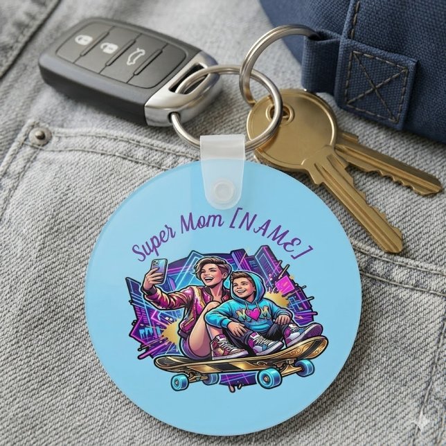 Mother's Day Gift Personalised Neon Mum Son Keyrin Key Ring (Creator Uploaded)