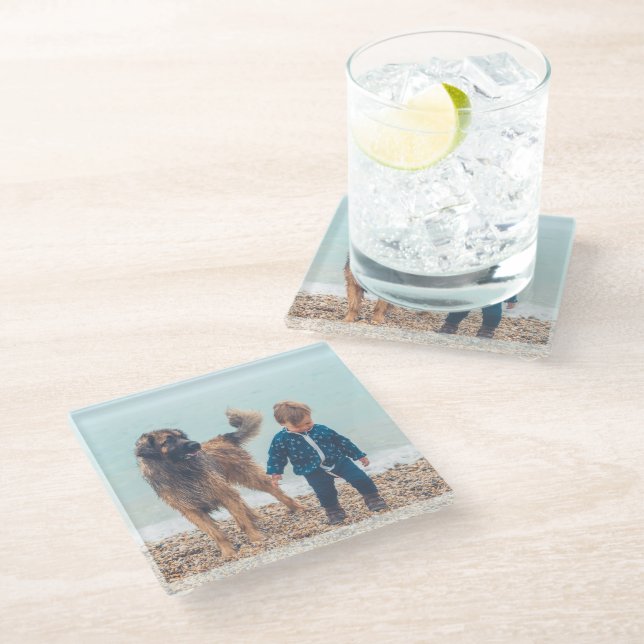 Mother's Day Gift Personalised Photo Glass Coaster (Angled)
