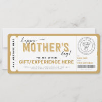 Mother's Day Gift Ticket Certificate Template