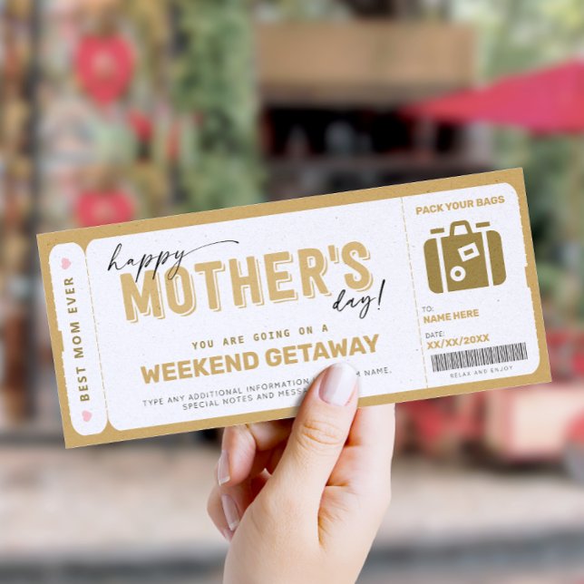 Mother's Day Gift Ticket Weekend Getaway Voucher Invitation (Creator Uploaded)