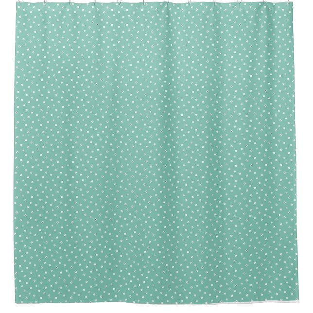 Mother's Day Gift | Tiny Daisies On Mint Shower Curtain (Front)