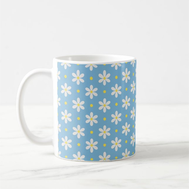 Mother's Day Gift White Daisy Pattern Coffee Mug (Left)