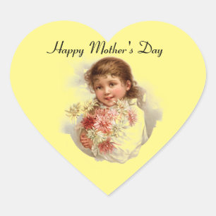 Mother's Day Girl With Flowers Stickers