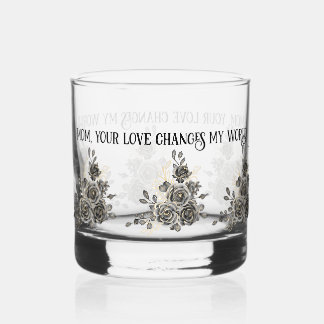 Mother's Day Glass with Sentimental Quote and Blac