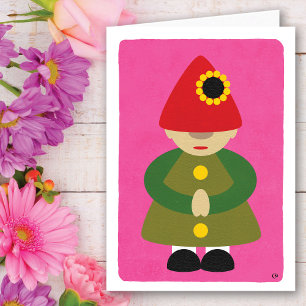 Mother's Day Gnome on Pink Card