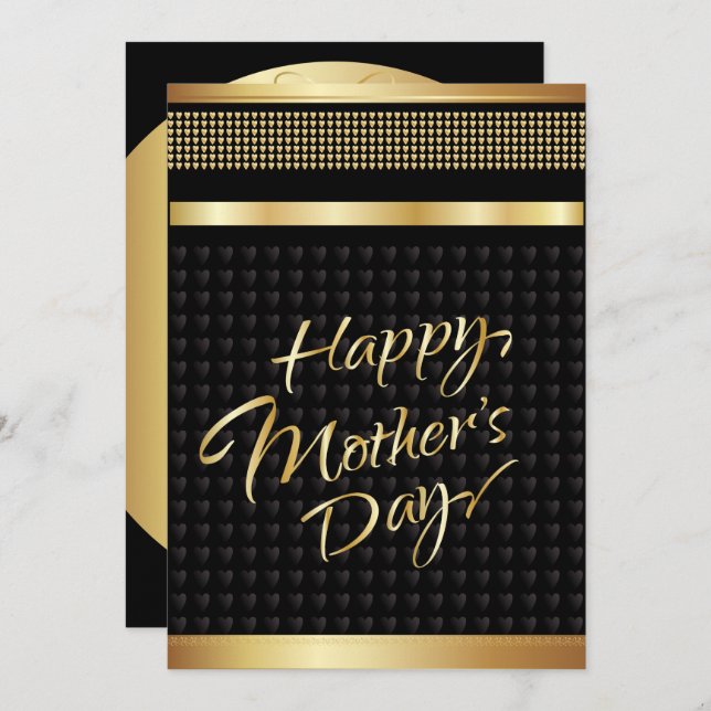 Mother's Day Gold Lettering Elegant Black Luxury Invitation (Front/Back)