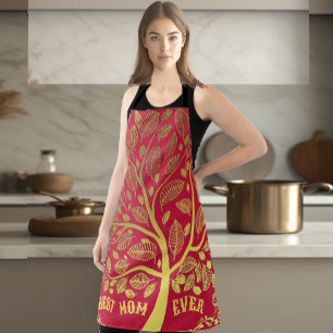 Mother's Day Gold Tree Of Life Best Mum Ever Chef Apron