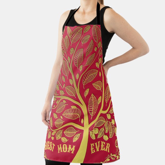 Mother's Day Gold Tree Of Life Best Mum Ever Chef Apron (Insitu)