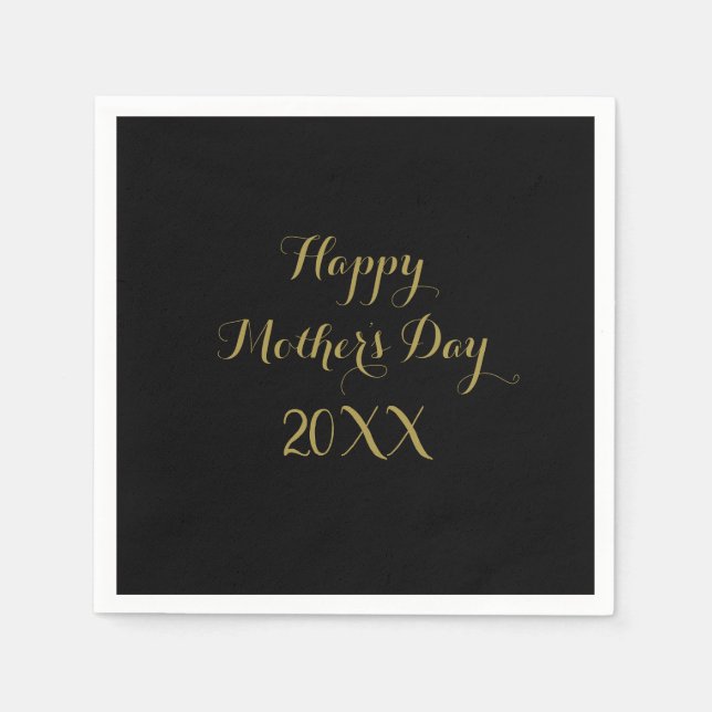 Mother's Day Golden Gold Black Elegant 2023 Napkin (Front)