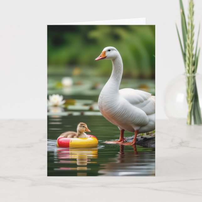 Mother's Day Goose With Gosling Card (Front)