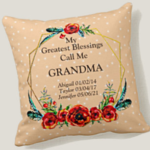 Mother's Day Grandma Children Kids Names Birth     Cushion