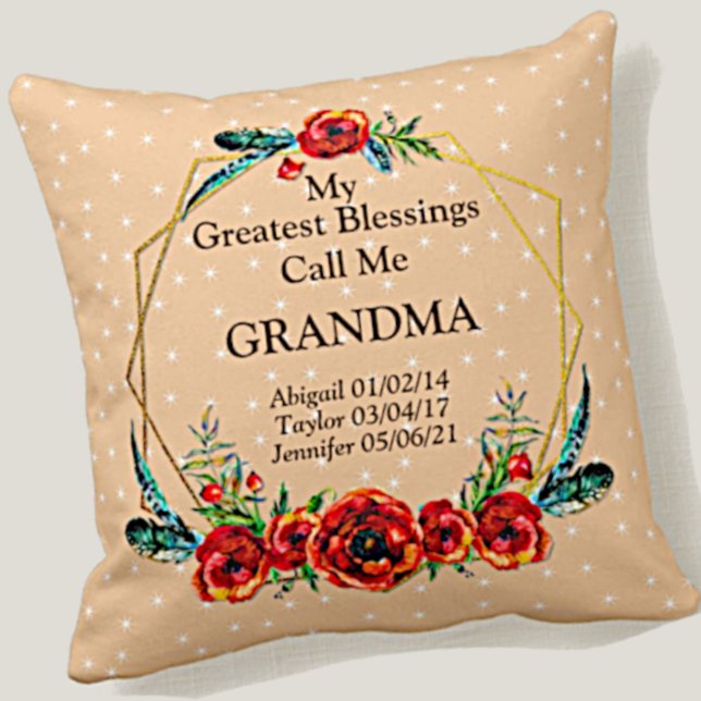 Mother's Day Grandma Children Kids Names Birth     Cushion (Creator Uploaded)