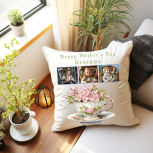  Mother's Day Grandma Teacup Flowers   Cushion