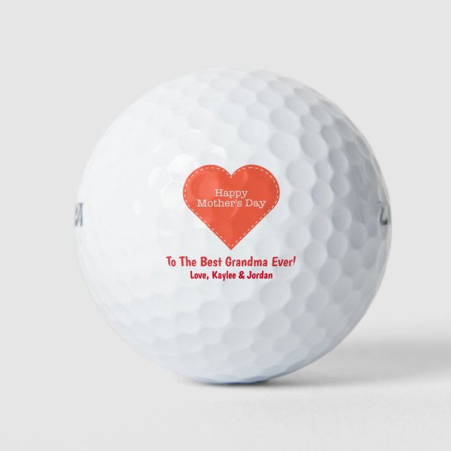 Mother's Day Grandma World's Best Ever Cute Heart Golf Balls (Front)