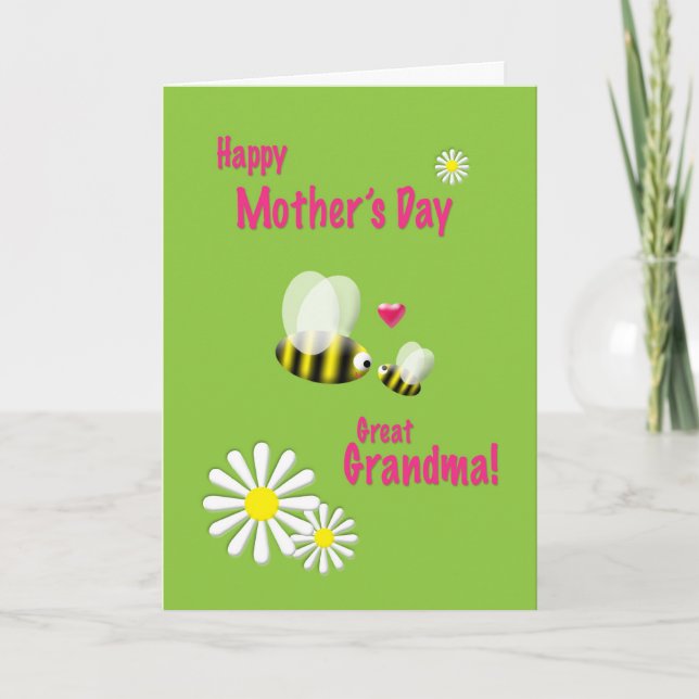 Mother's Day Great Grandma Busy Bees Card (Front)