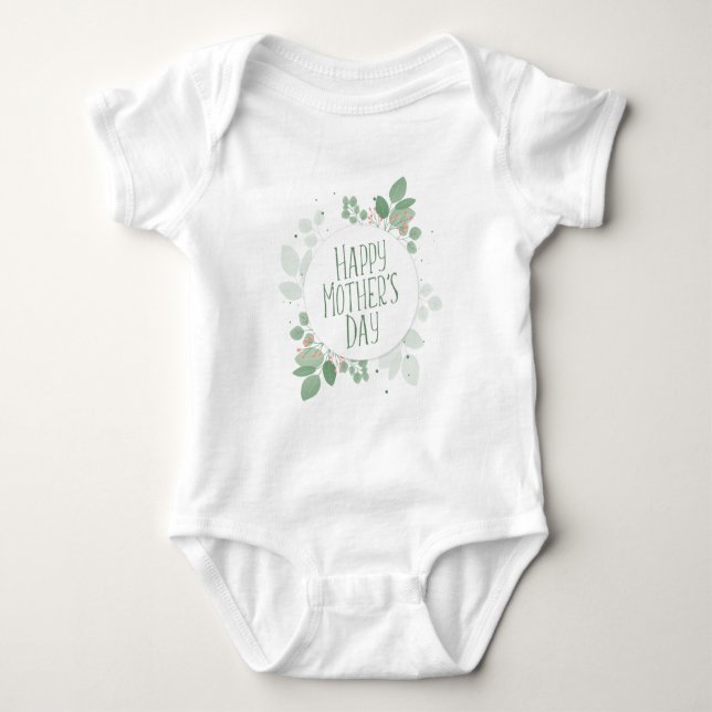Mother's Day Green Leaves Wreath | Bodysuit (Front)