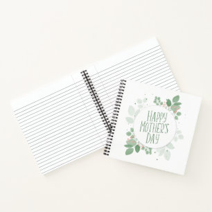 Mother's Day Green Leaves Wreath   Notebook