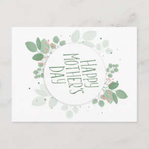 Mother's Day Green Leaves Wreath Postcard