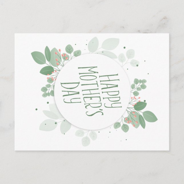 Mother's Day Green Leaves Wreath | Postcard (Front)