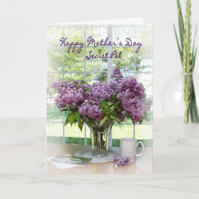 MOTHER'S DAY GREETING - SECRET PAL - LILACS CARD (Front)