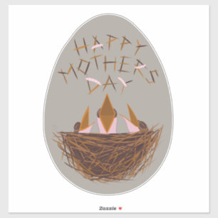 Mothers Day Greeting with Baby Birds in Nest