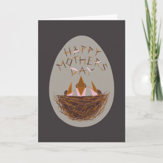 Mothers Day Greeting with Baby Birds in Nest Card