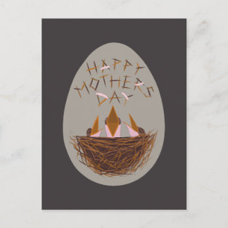 Mothers Day Greeting with Baby Birds in Nest Postcard
