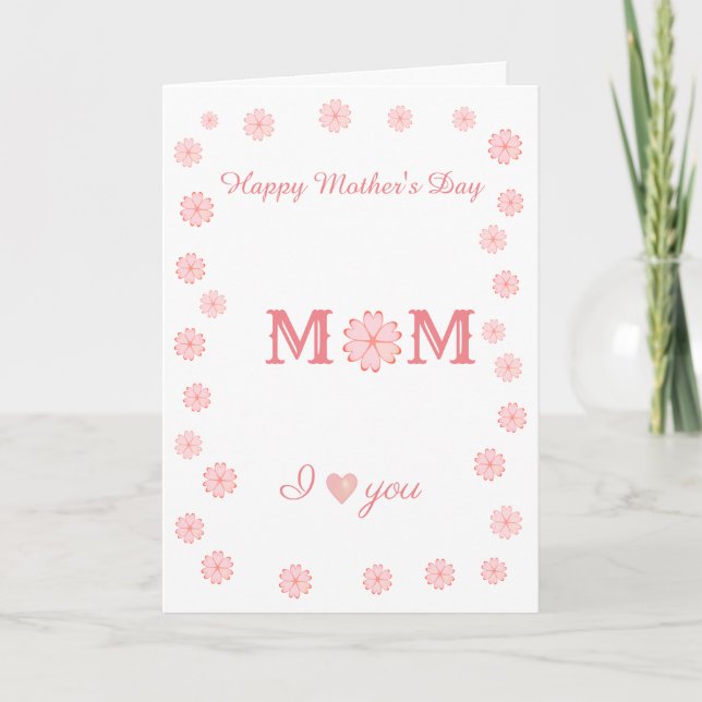 Mother's Day Heart Flowers Card (Front)