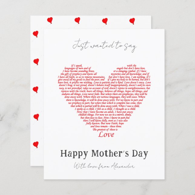 Mothers Day Heart love bible quote Budget (Front/Back)