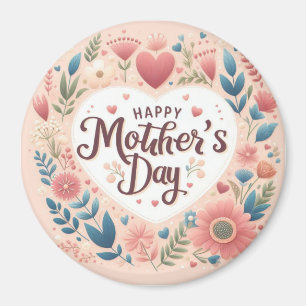 Mother's Day Heart Pastels Round Magnet